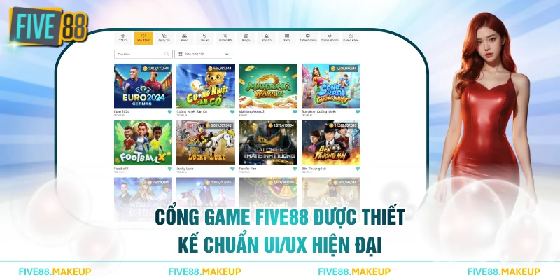 Cổng game FIVE88 được thiết kế chuẩn UI/UX hiện đại